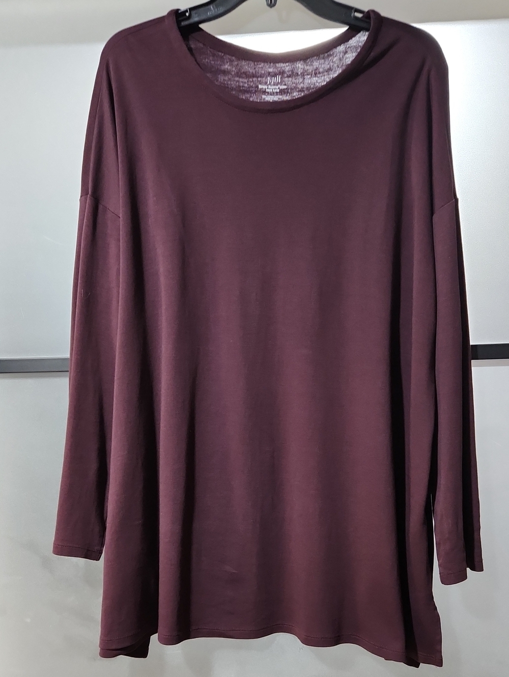 J Jill Women's Long-Sleeve Scoop Neck Tunic Top | Deep Plum | X-Large